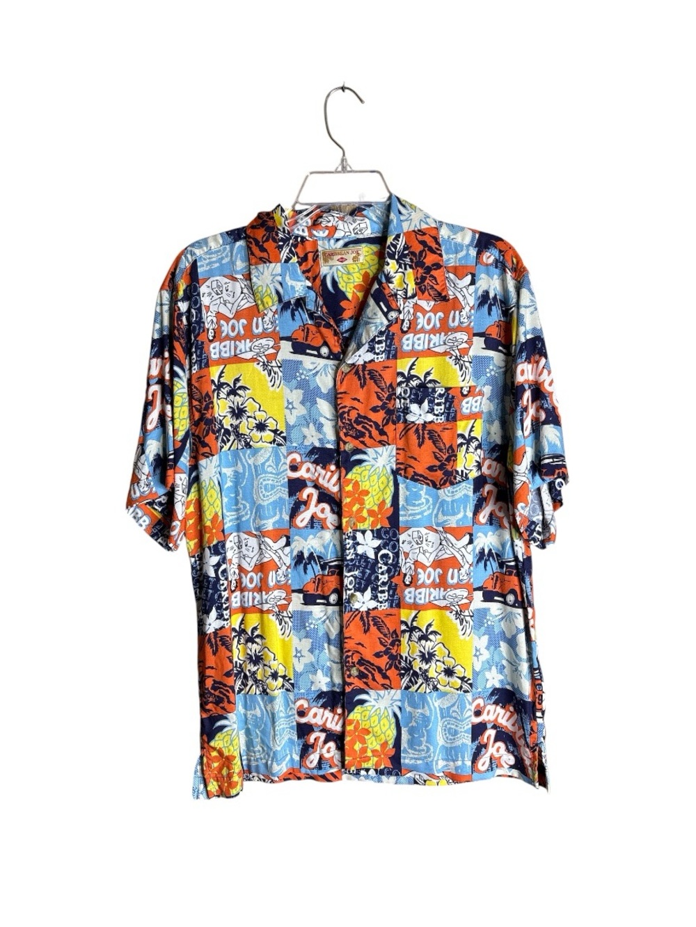 Caribbean Joe Hawaiian Camp Shirt Patchwork Print Button Front XL